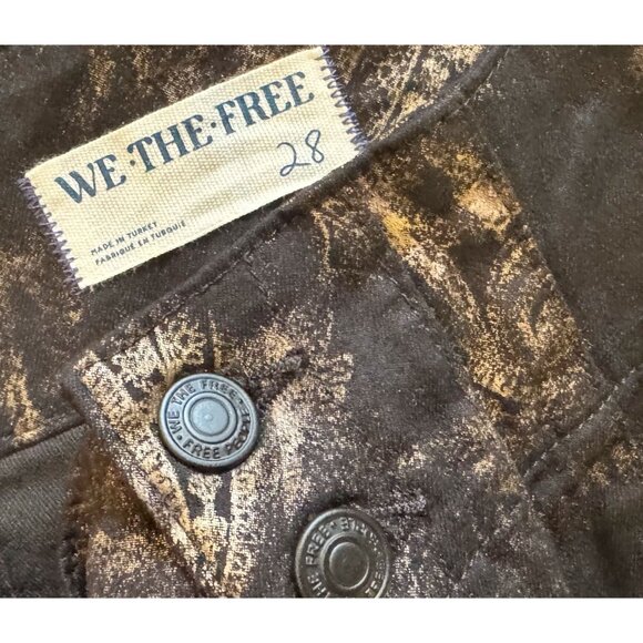 FREE PEOPLE / We The Free Jayde Hi Rise Flare Black Gold Size 28 NWOT - Picture 5 of 8
